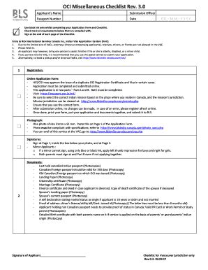 bls toronto oci checklist.